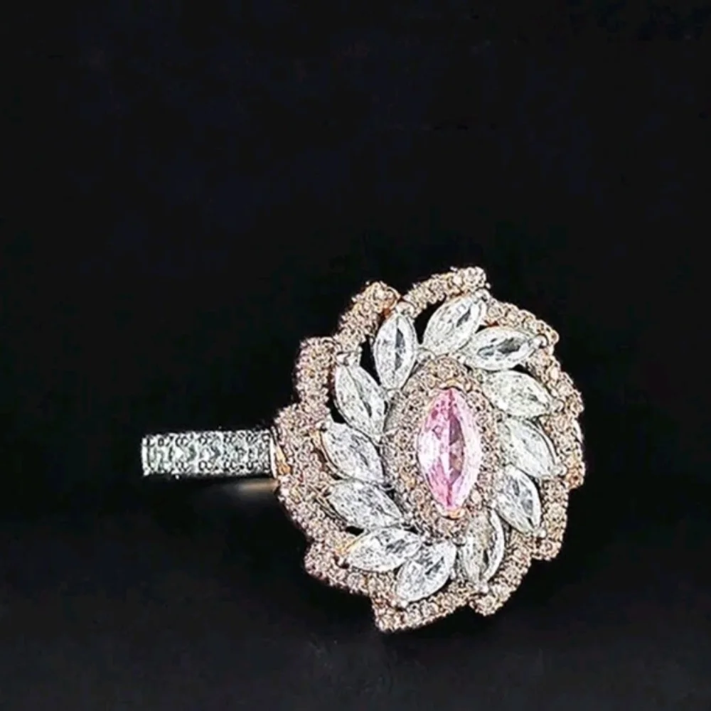 Elegant Silver and Pink Gemstone Ring